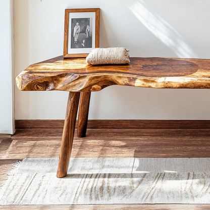 Beautifully designed wood bench ideal for cozy and warm home settings-2