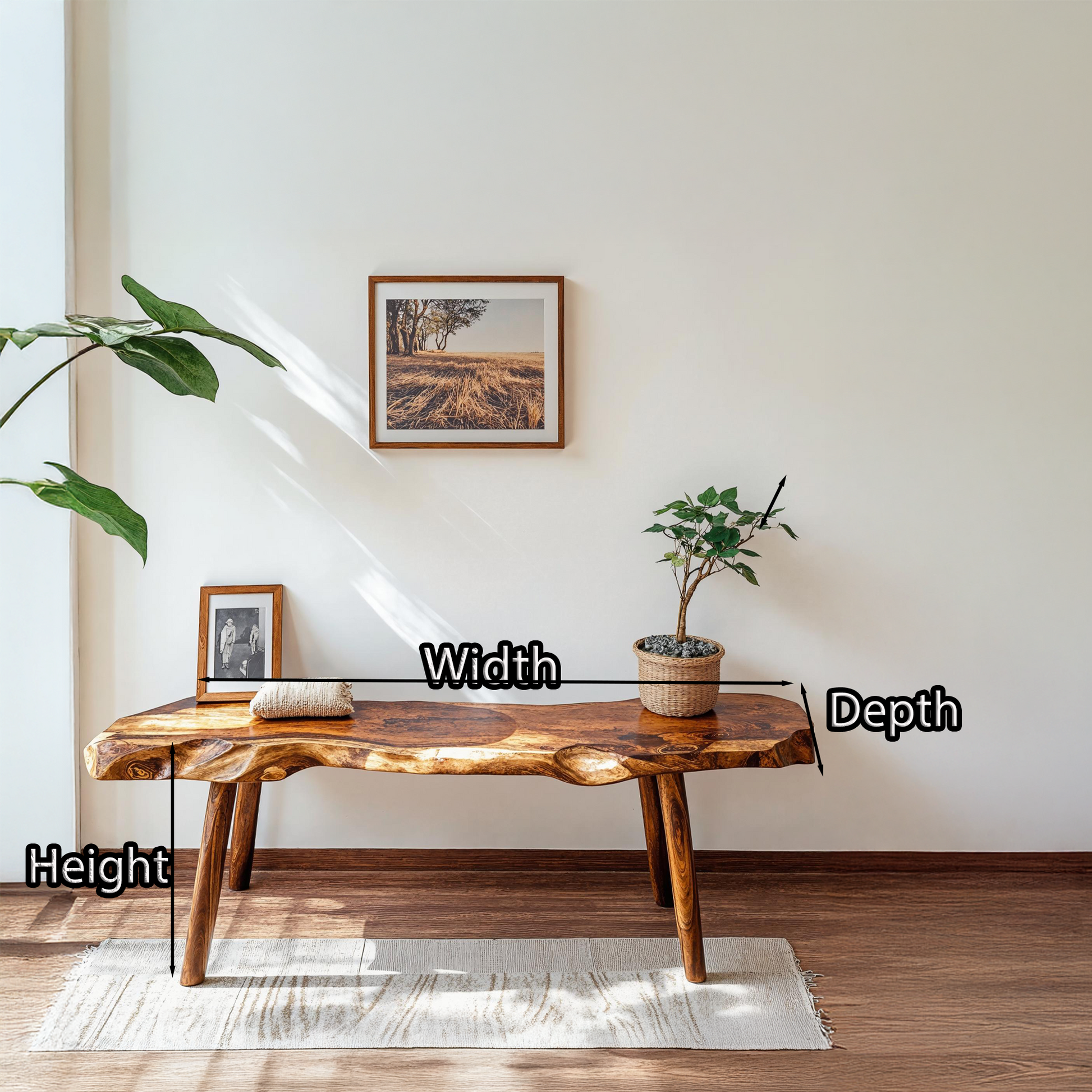 Beautifully designed wood bench ideal for cozy and warm home settings-4