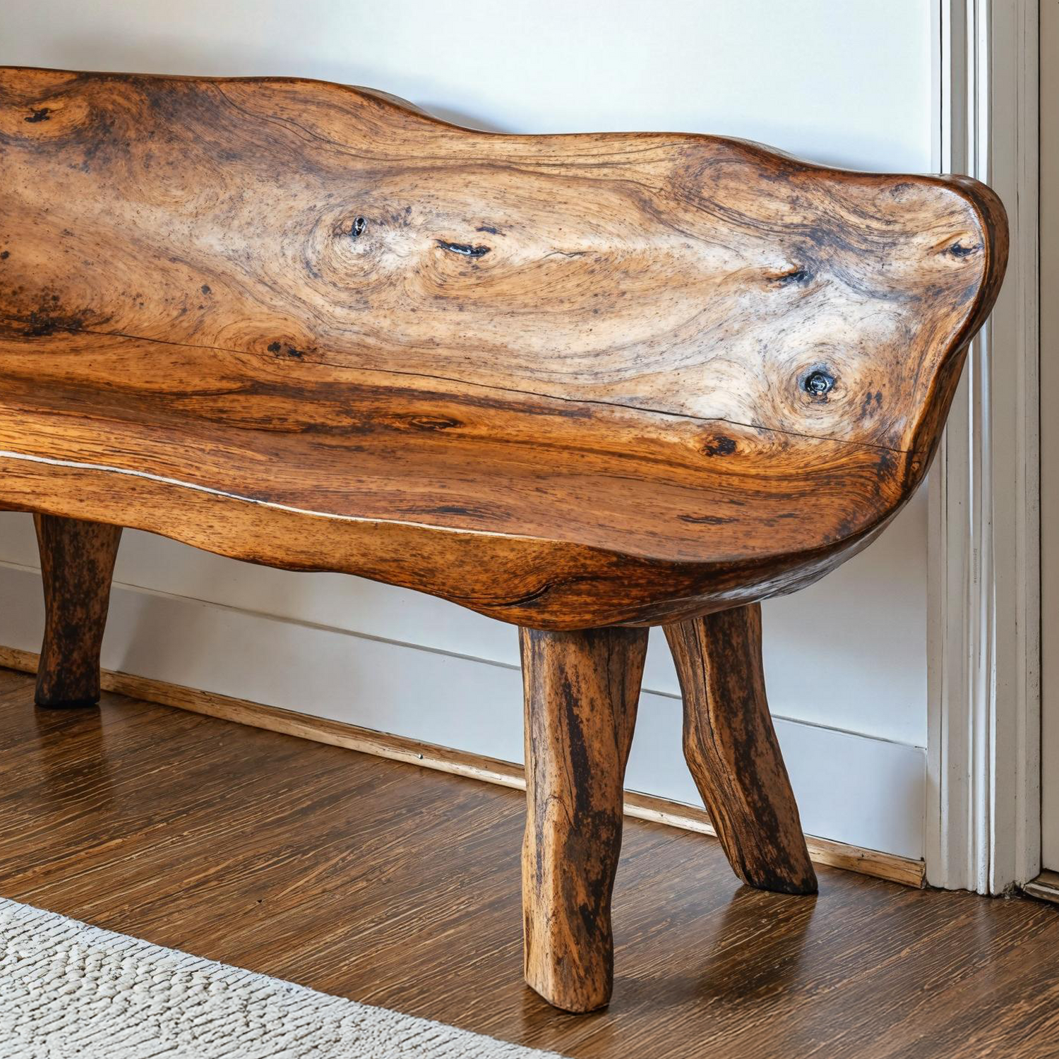Elegant handcrafted wood bench perfect for classic and timeless home interiors-3