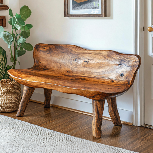 Elegant handcrafted wood bench perfect for classic and timeless home interiors