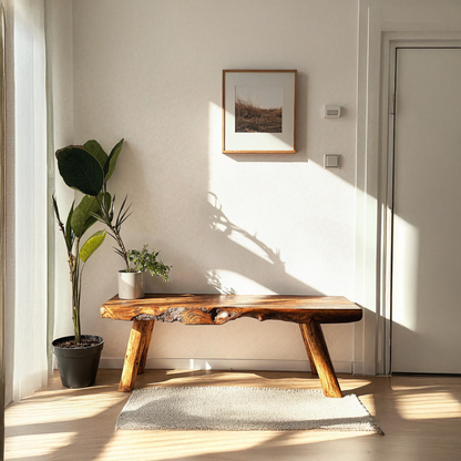 Stunning wooden bench with a unique organic design, perfect for modern home interiors-1