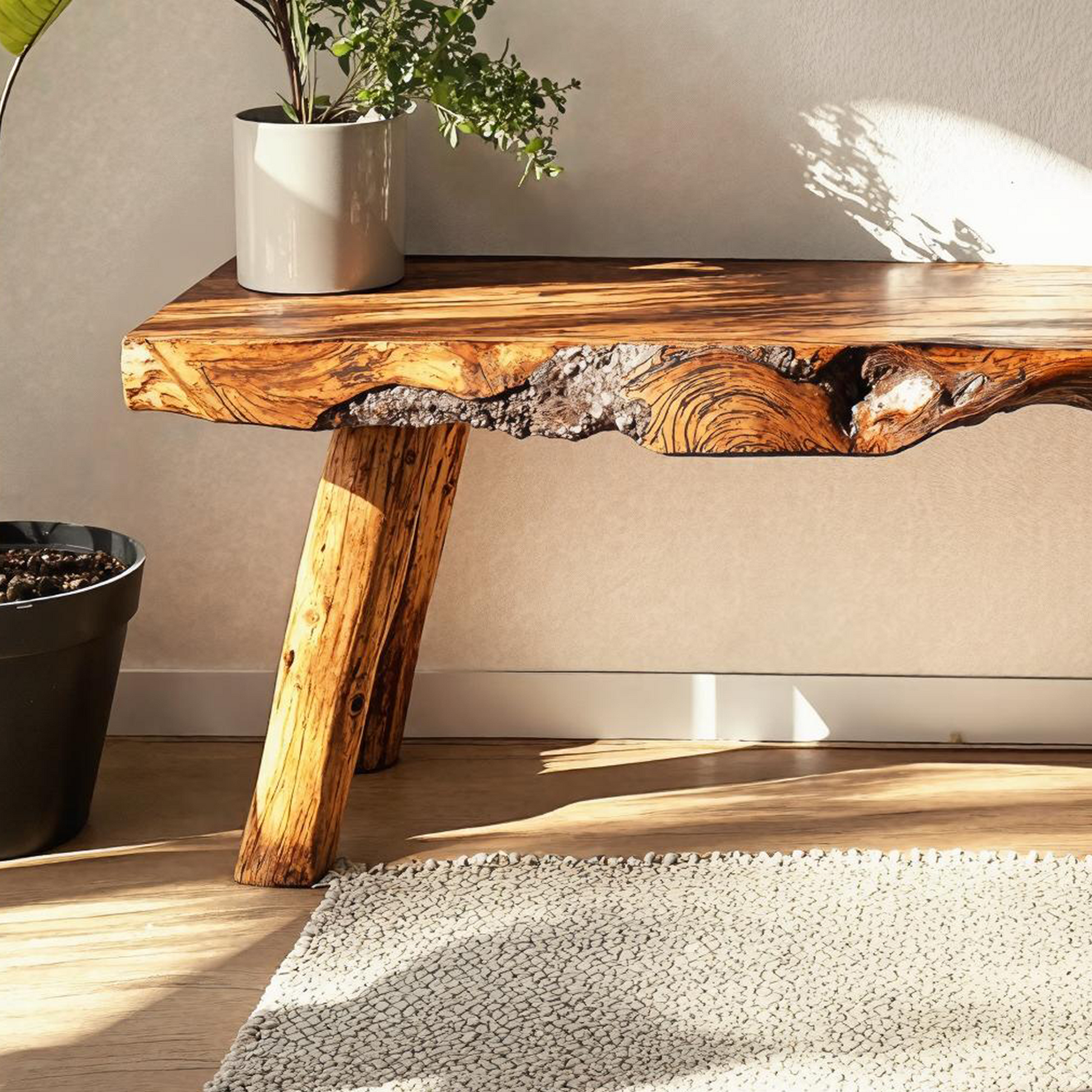 Stunning wooden bench with a unique organic design, perfect for modern home interiors-2